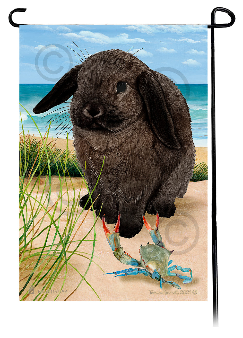 Mini Lop Rabbit Summer Flowers Garden Flag