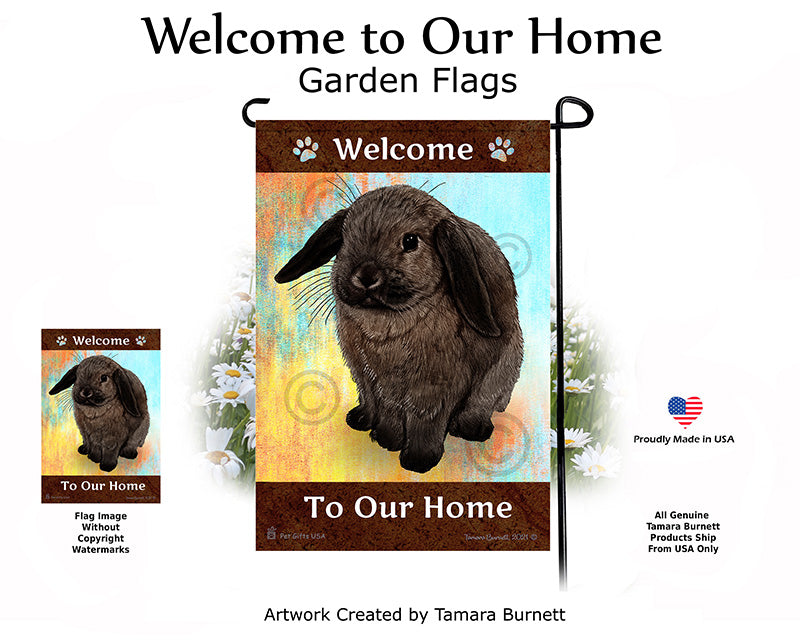 Mini Lop Rabbit Welcome To Our Home - Garden Flag