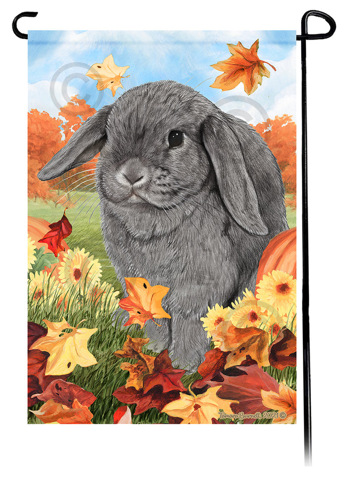 Mini Lop Rabbit Falling Leaves Garden Flags