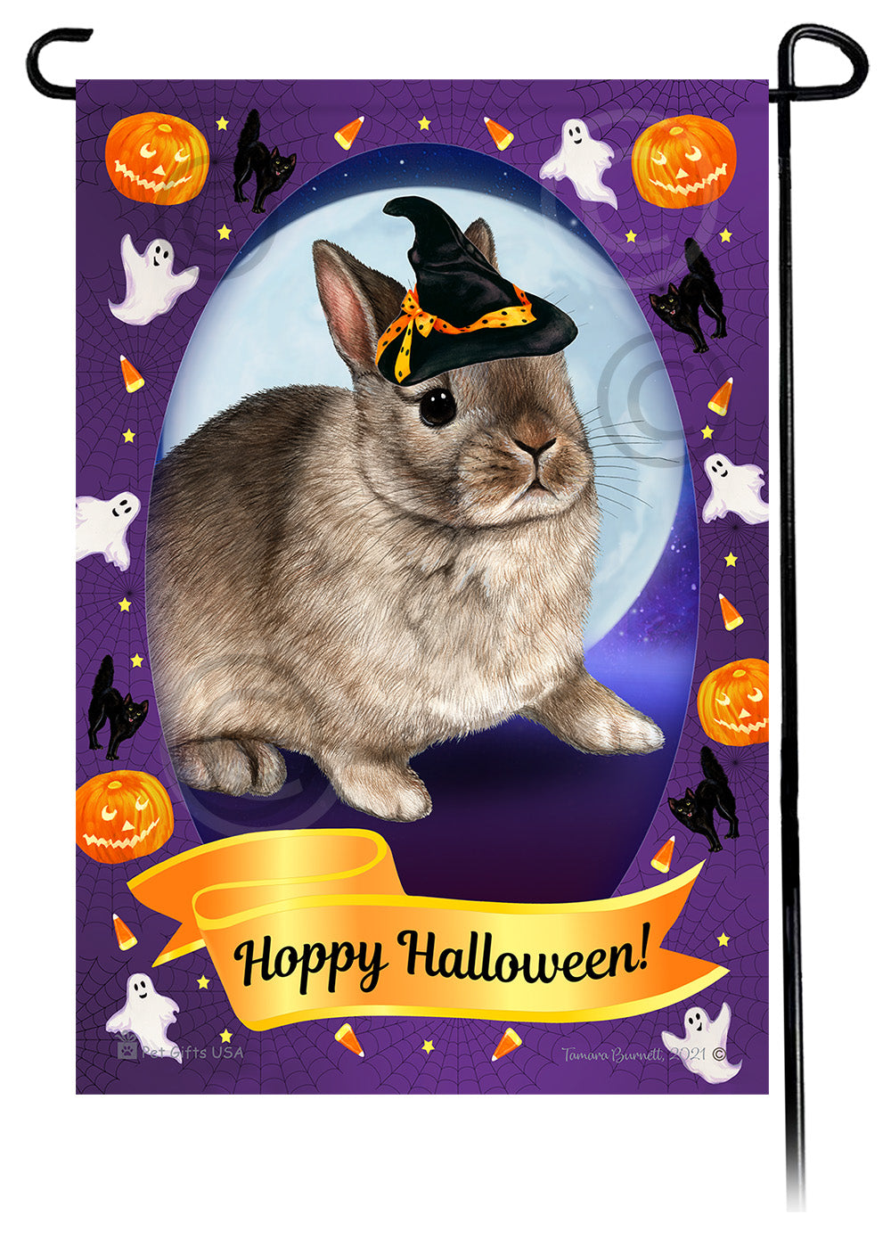Netherland Dwarf Rabbit Halloween Howls Garden Flags