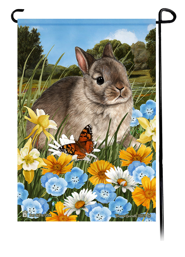 Netherland Dwarf Rabbit Summer Flowers Garden Flags