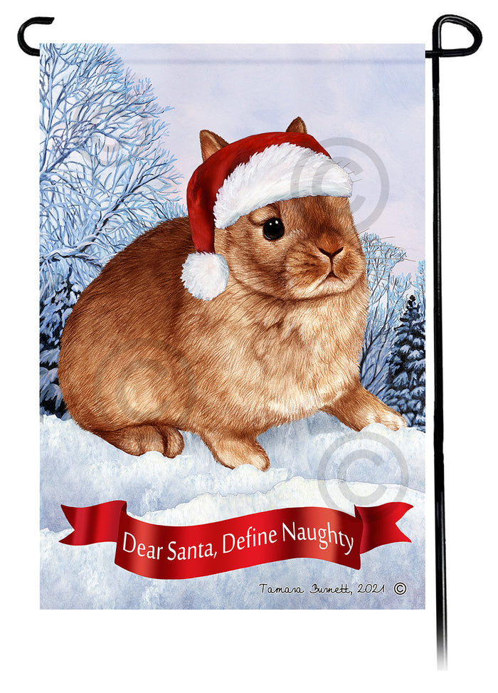 Netherland Dwarf Rabbit Dear Santa Define Naughty Garden Flags