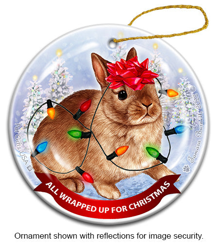 Rabbit Netherland Dwarf All Wrapped Up Ornament