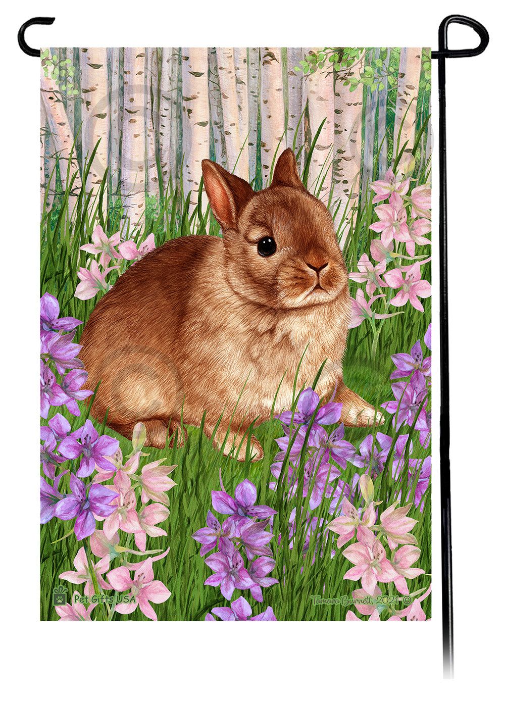 Netherland Dwarf Rabbit Spring Flowers - Garden Flag