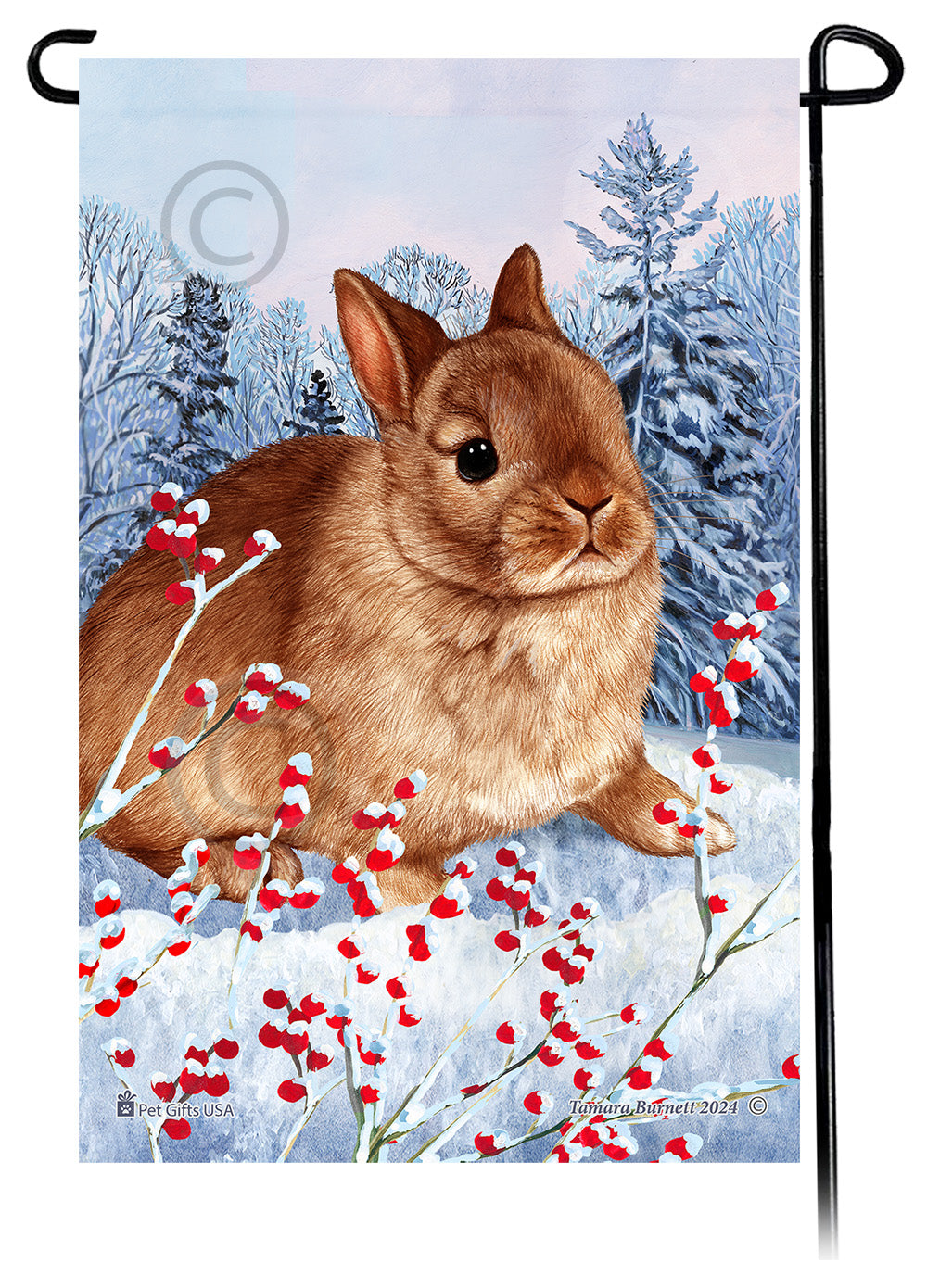 Netherland Dwarf Rabbit Winterberries - Garden Flag