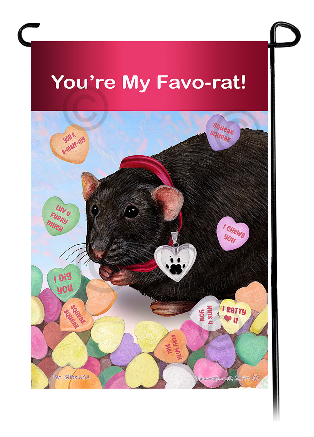 Black Rat Valentine Sweetheart Garden Flags