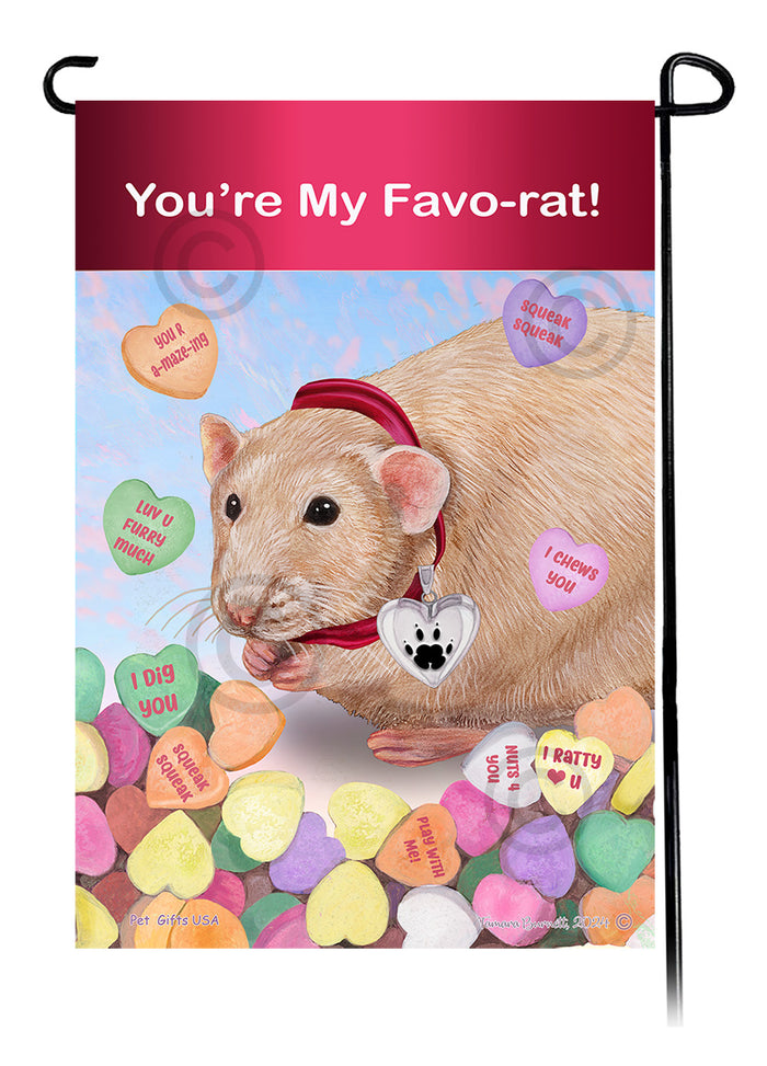 Light Cream Rat Valentine Sweetheart Garden Flags