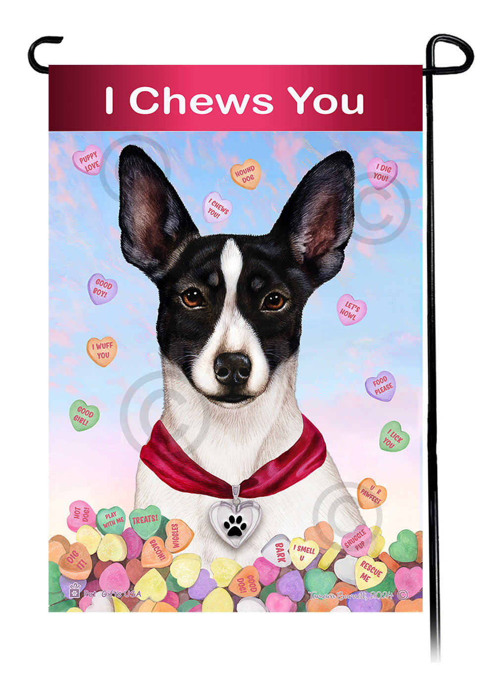 Rat Terrier Valentine Sweetheart Garden Flags
