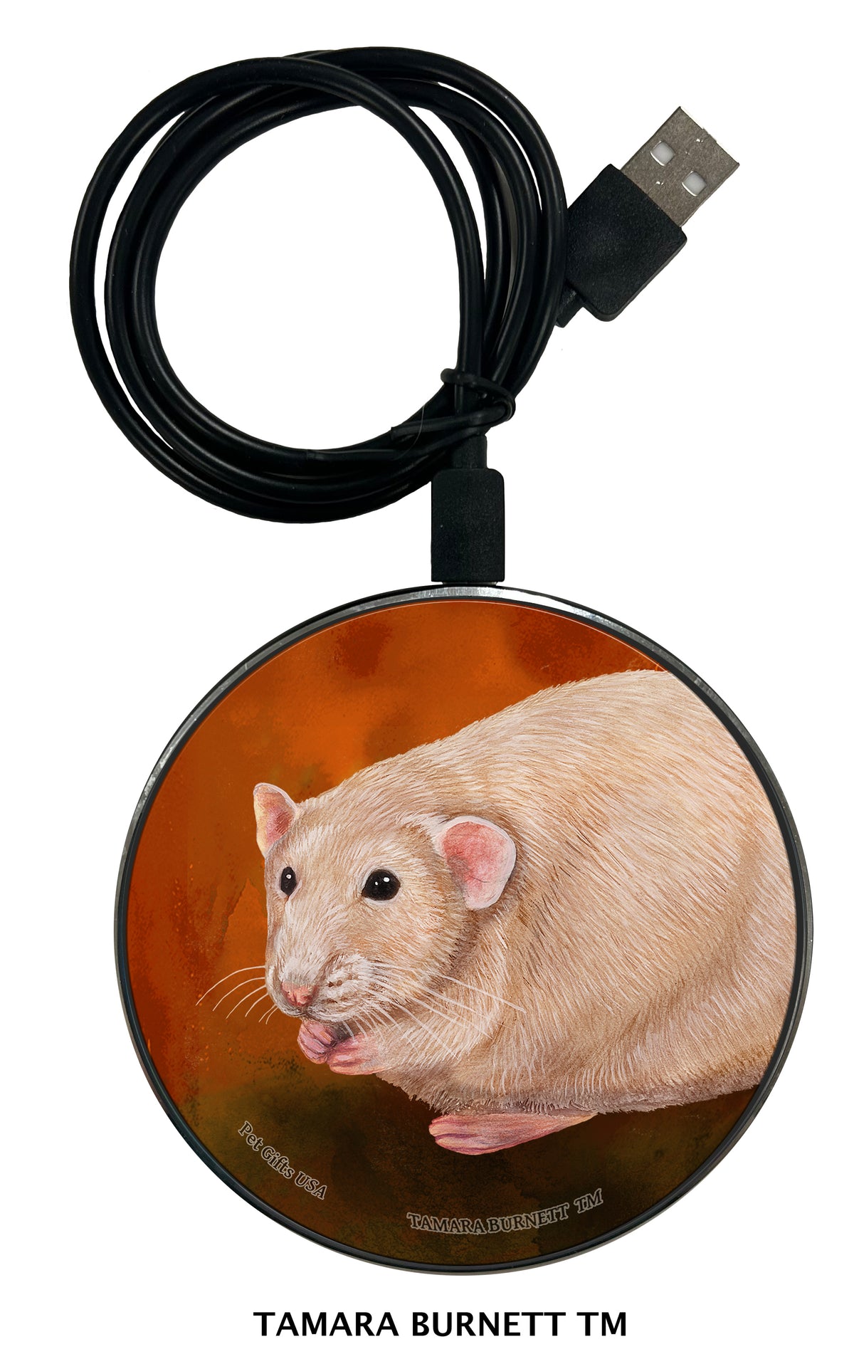 Fancy Rat Light Cream Solid Zoomies Wireless Charger