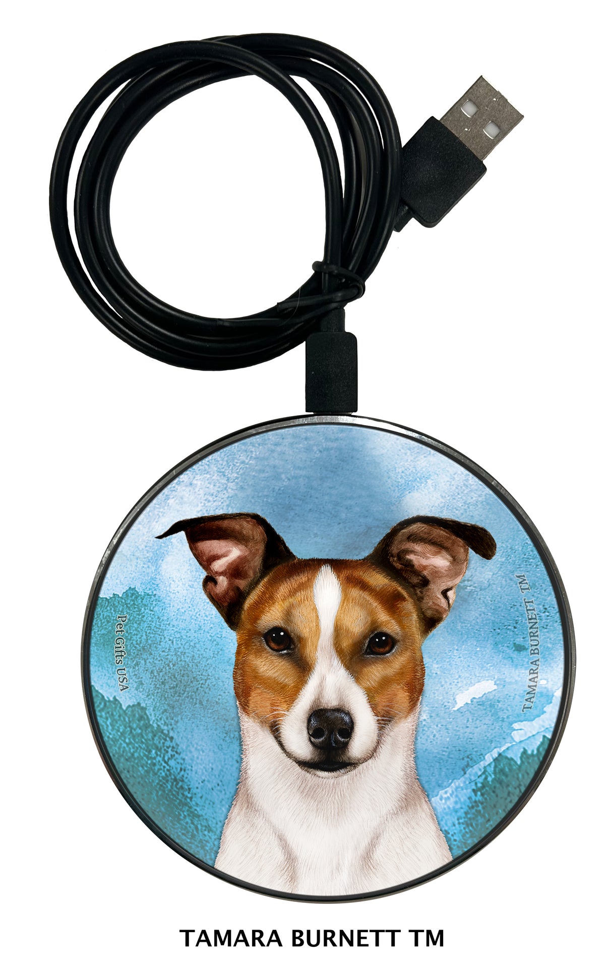 Rat Terrier Tan and White Tipped Zoomies Wireless Charger