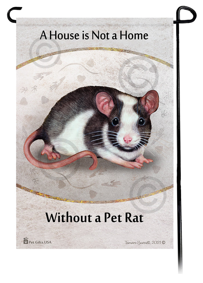 Black & White Pied Rat House Is Not A Home Garden Flag