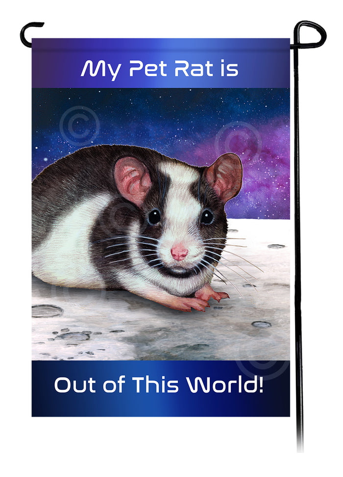 Black & White Pied Rat Out Of This World Garden Flags