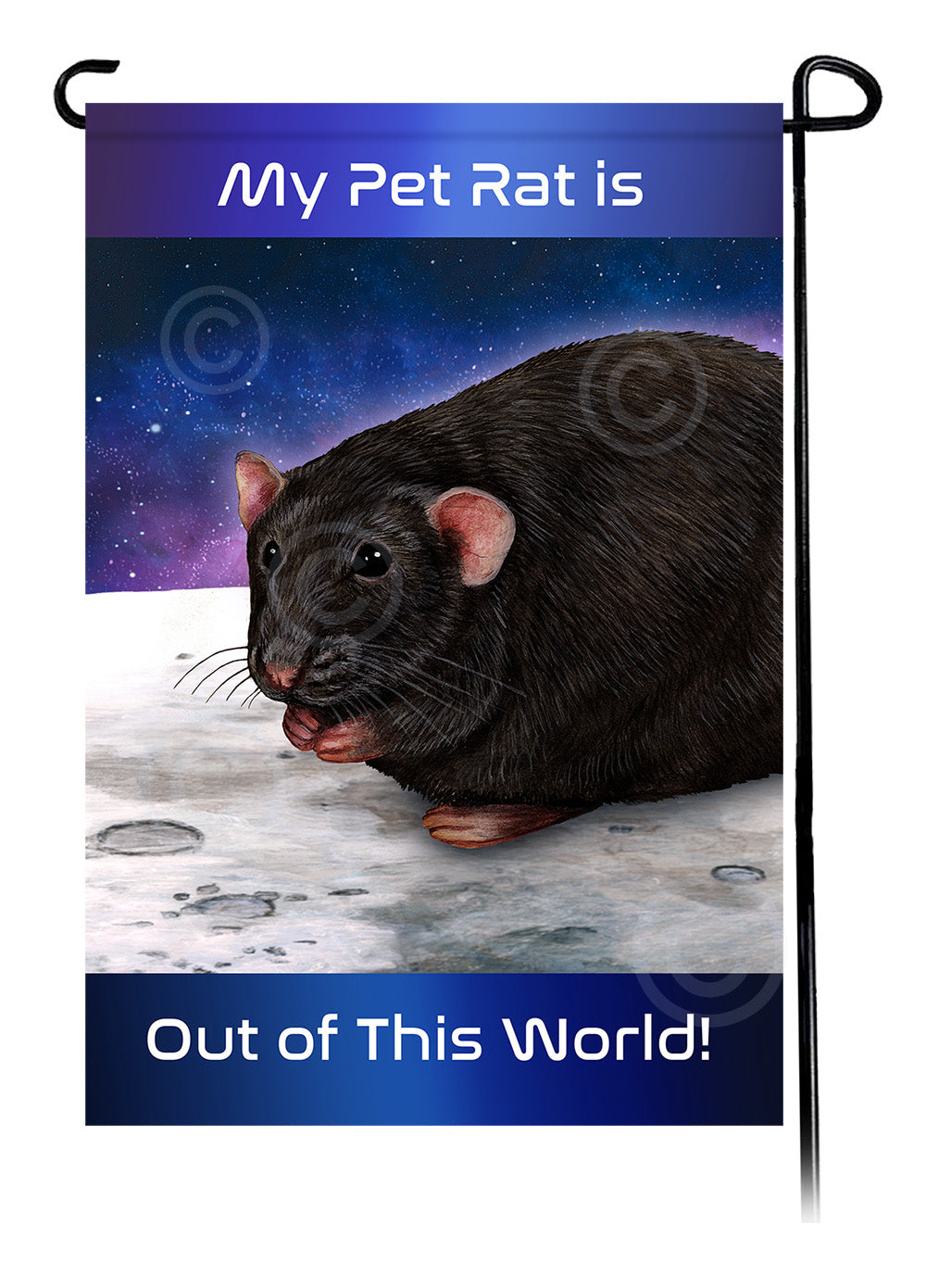 Light Grey Solid Rat Out Of This World Garden Flags