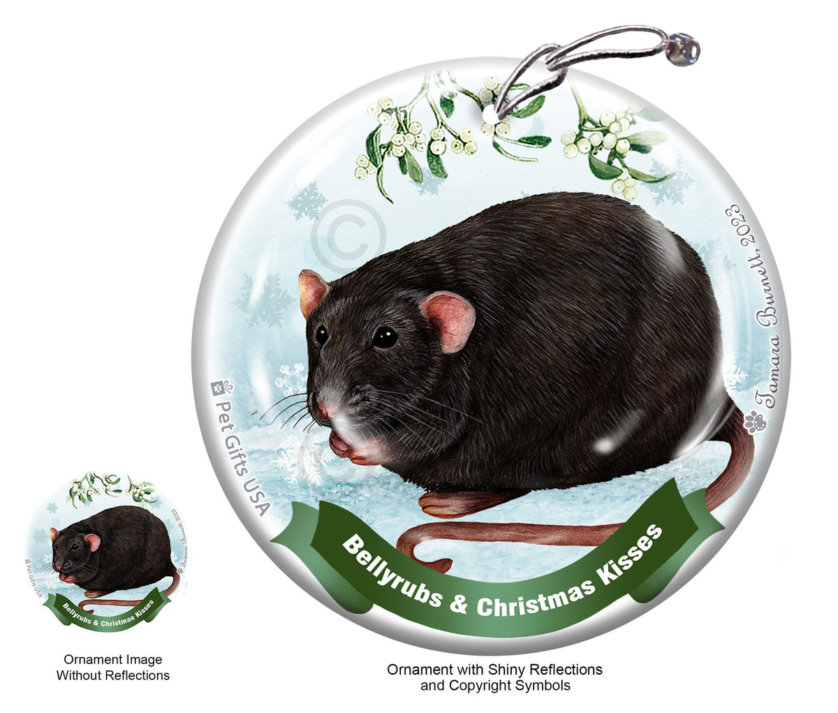 Fancy Rat Bellyrubs and Christmas Kisses Ornament