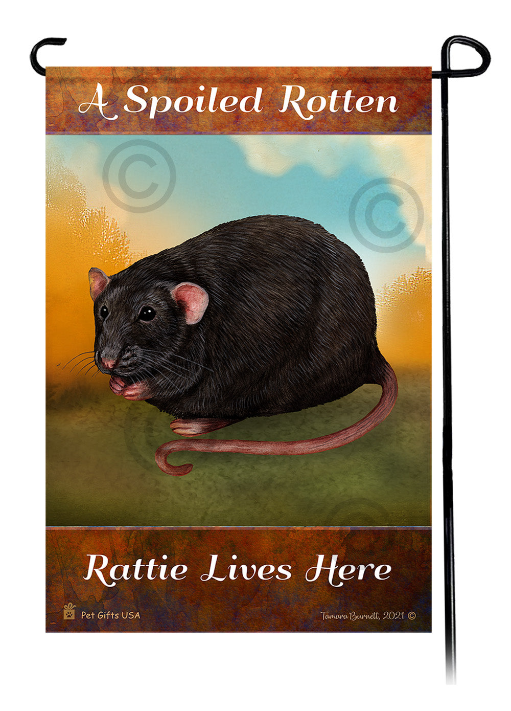 Light Grey Solid Rat Spoiled Rotten Garden Flags