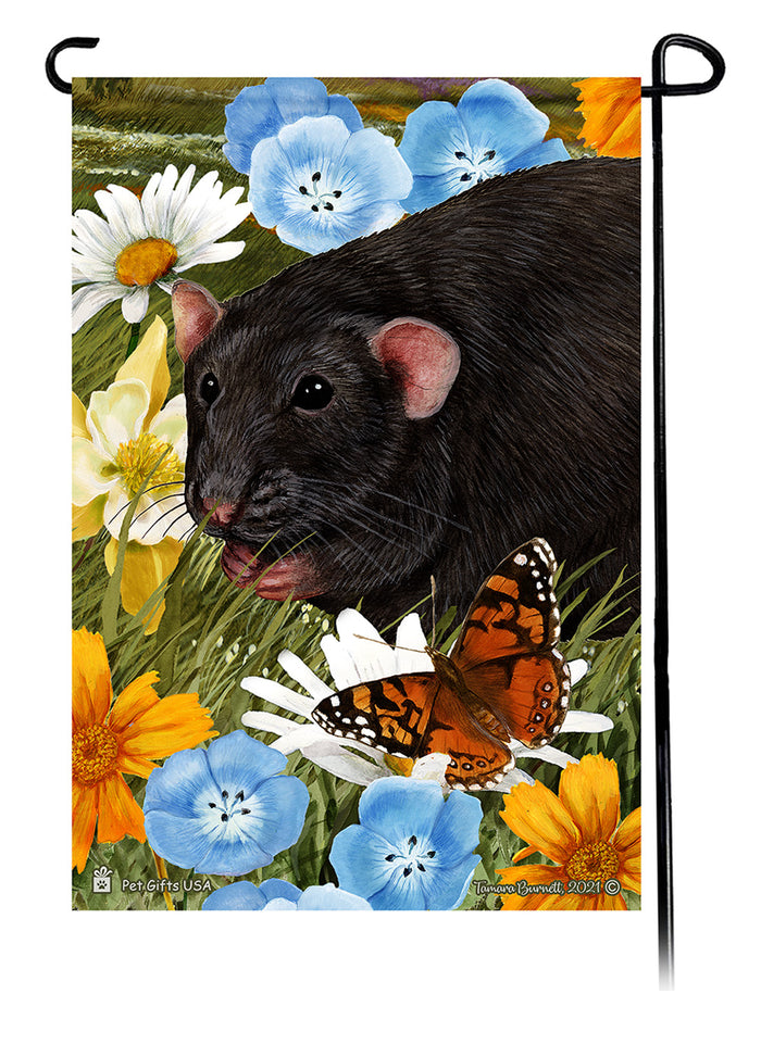 Black Rat Summer Flowers Garden Flags