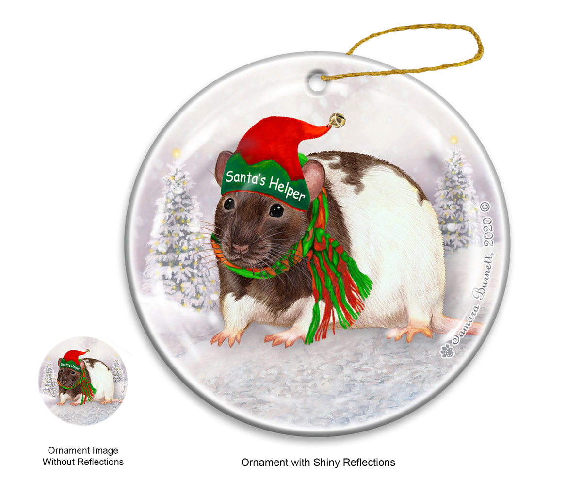 Fancy Rat Brown Hooded Ornament