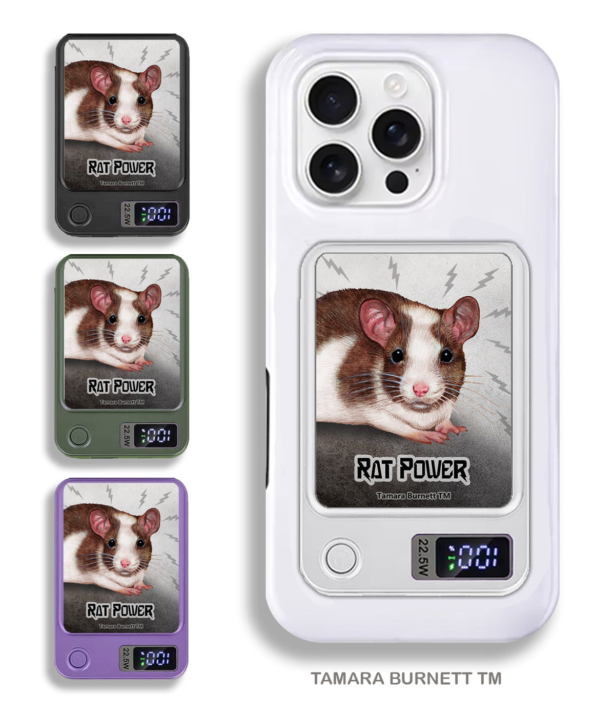 Rat Brown/White Pied Phone Bank Wireless Charger