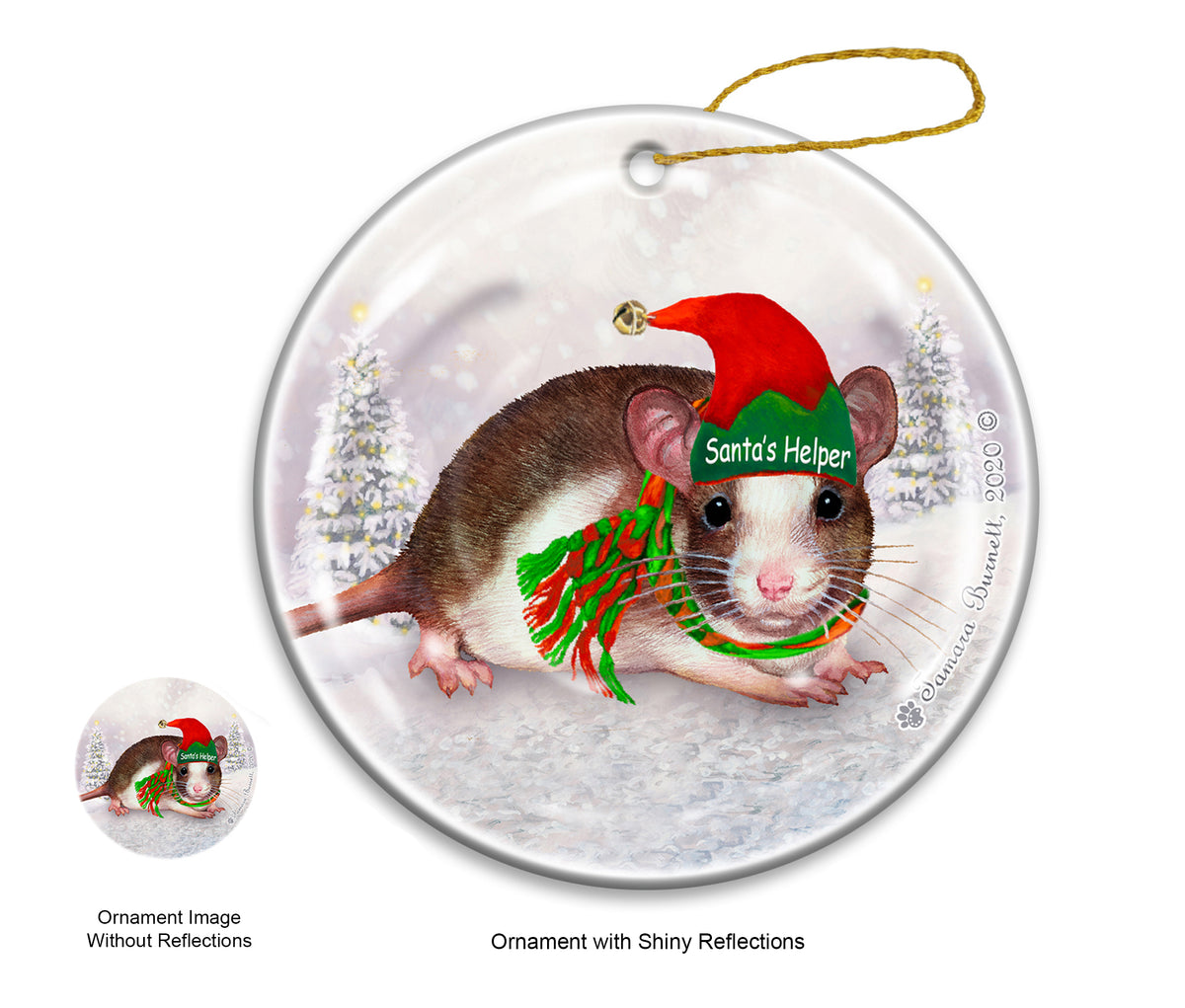 Fancy Rat Brown and White Ornament