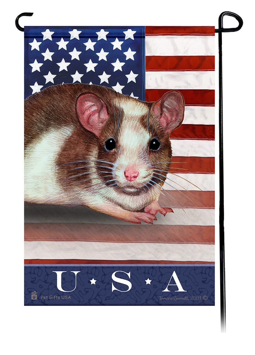 Brown & White Pied Rat True Blue Garden Flags