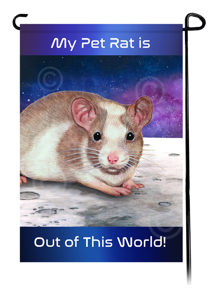 Tan & White Pied Rat Out Of This World Garden Flags