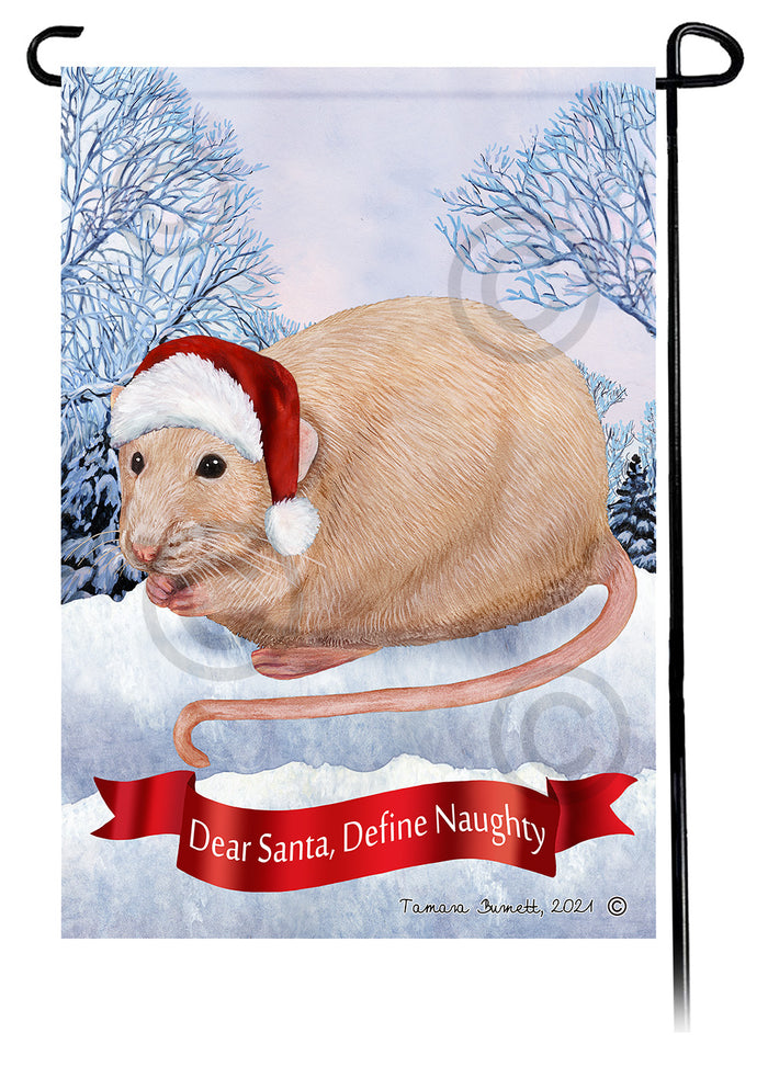 Light Cream Rat Dear Santa Define Naughty Garden Flags