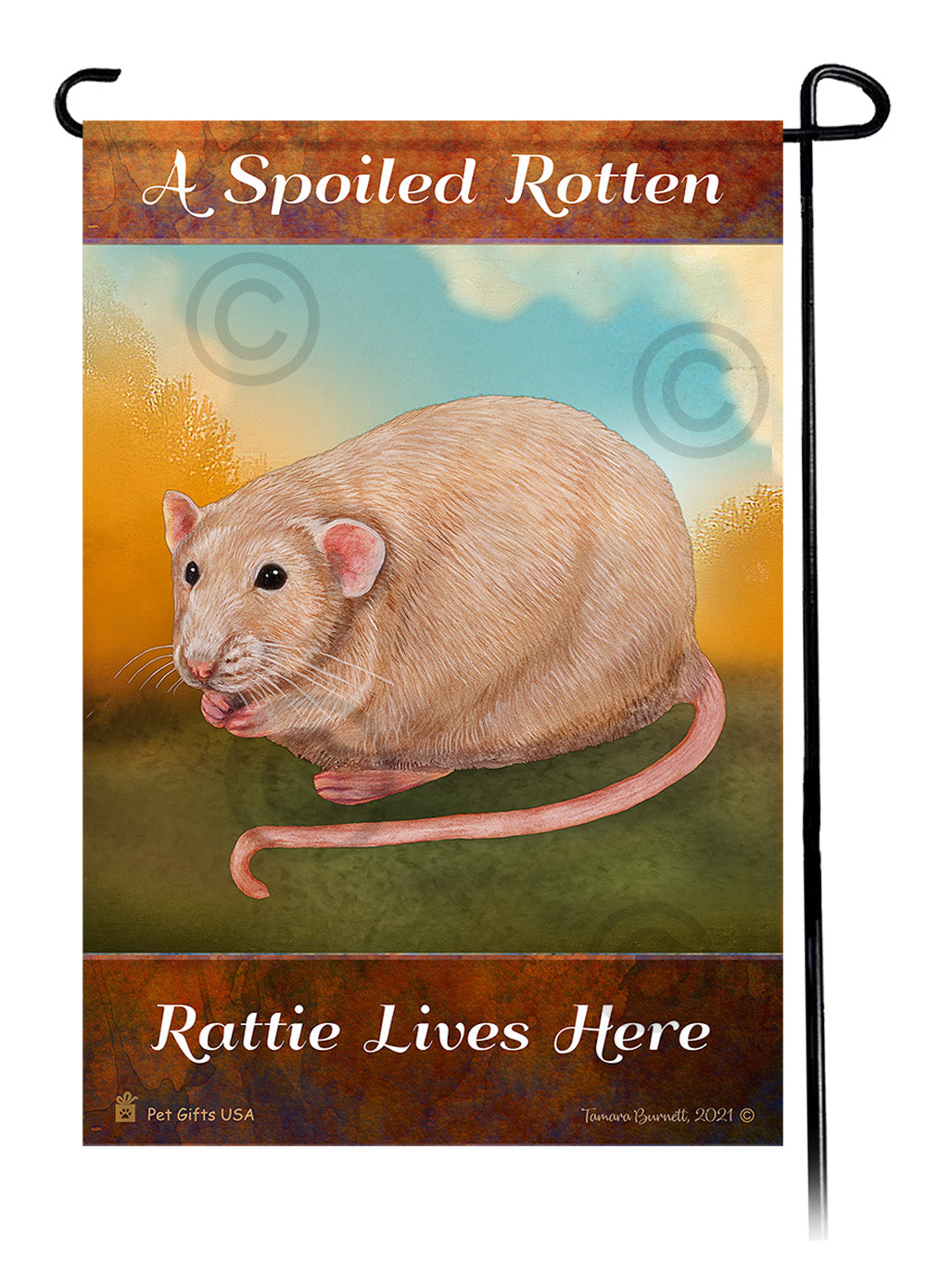 Light Grey Solid Rat Spoiled Rotten - Garden Flag