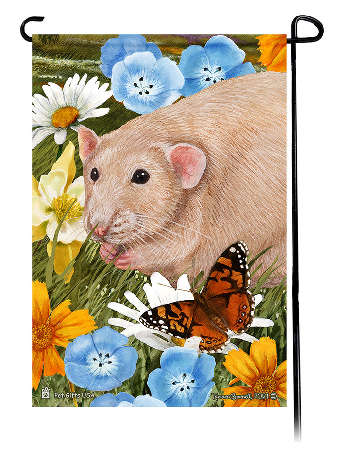 Light Cream Rat Summer Flowers Garden Flags