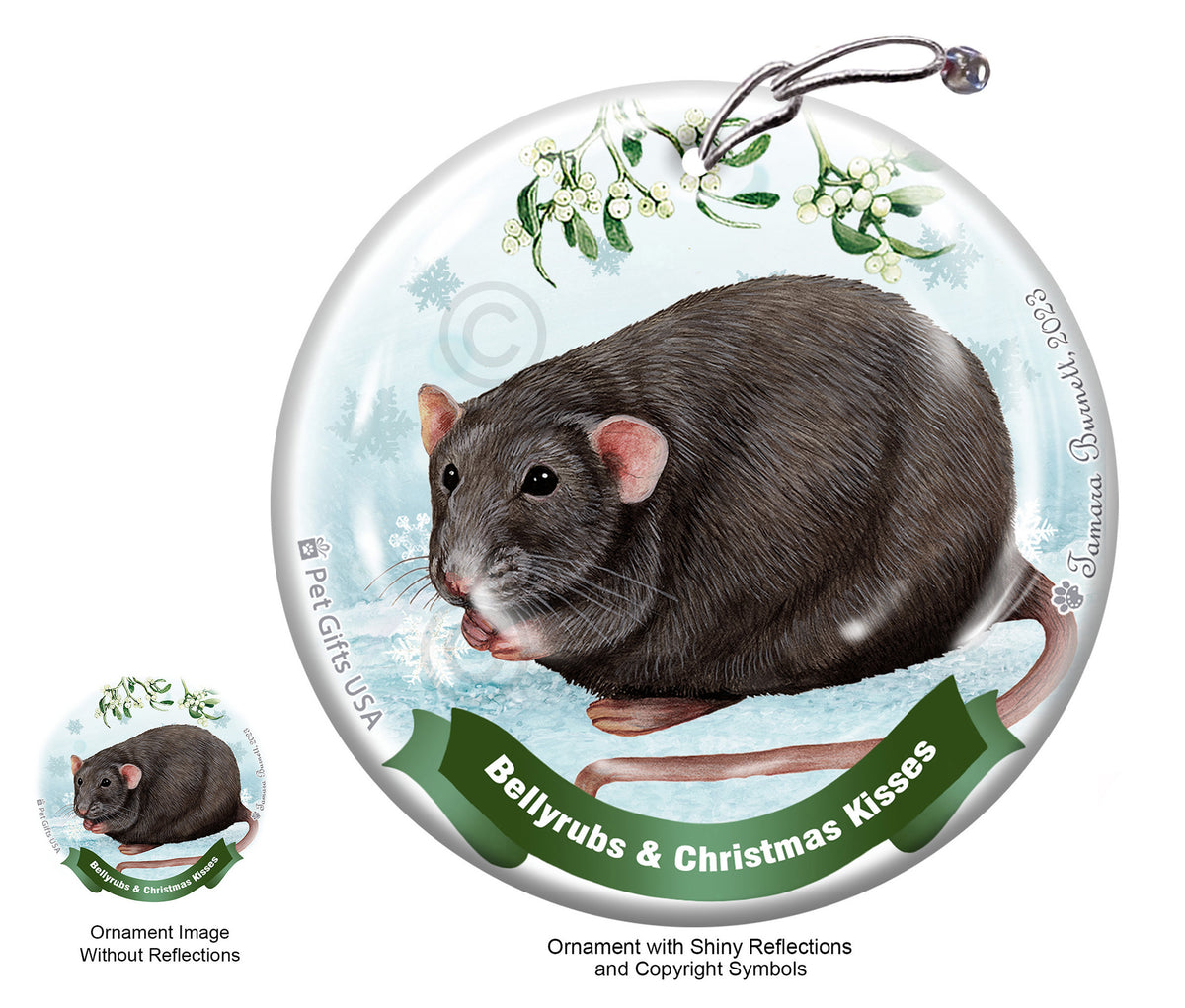Fancy Rat Grey Solid Ornament