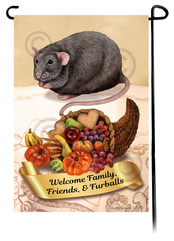 Grey Rat Thanksgiving Garden Flags