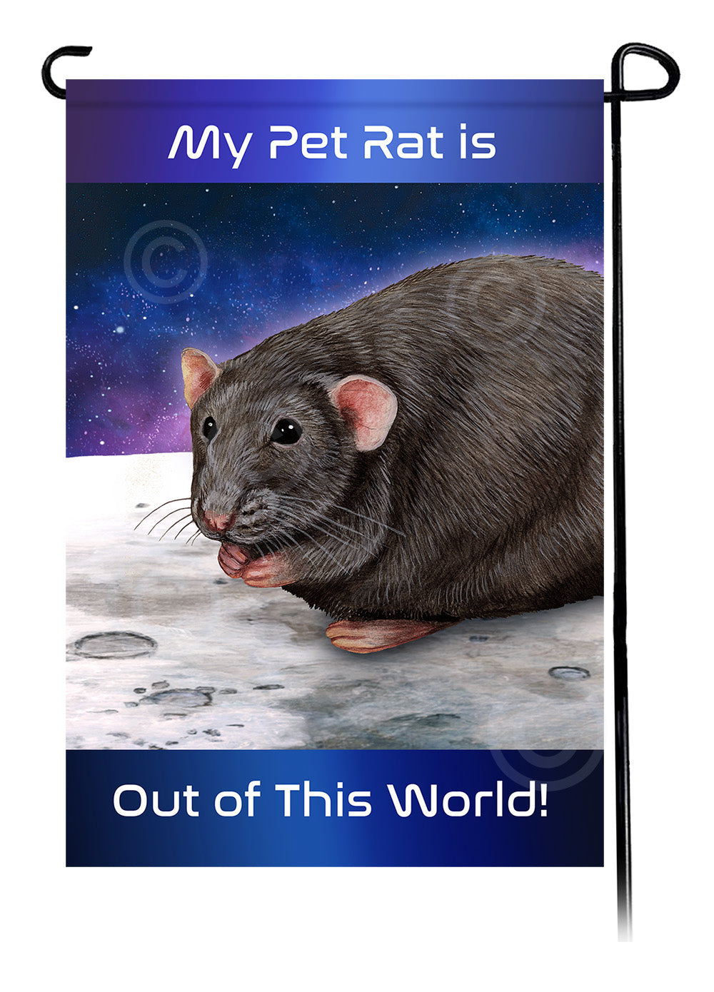 Light Grey Solid Rat Out Of This World - Garden Flag