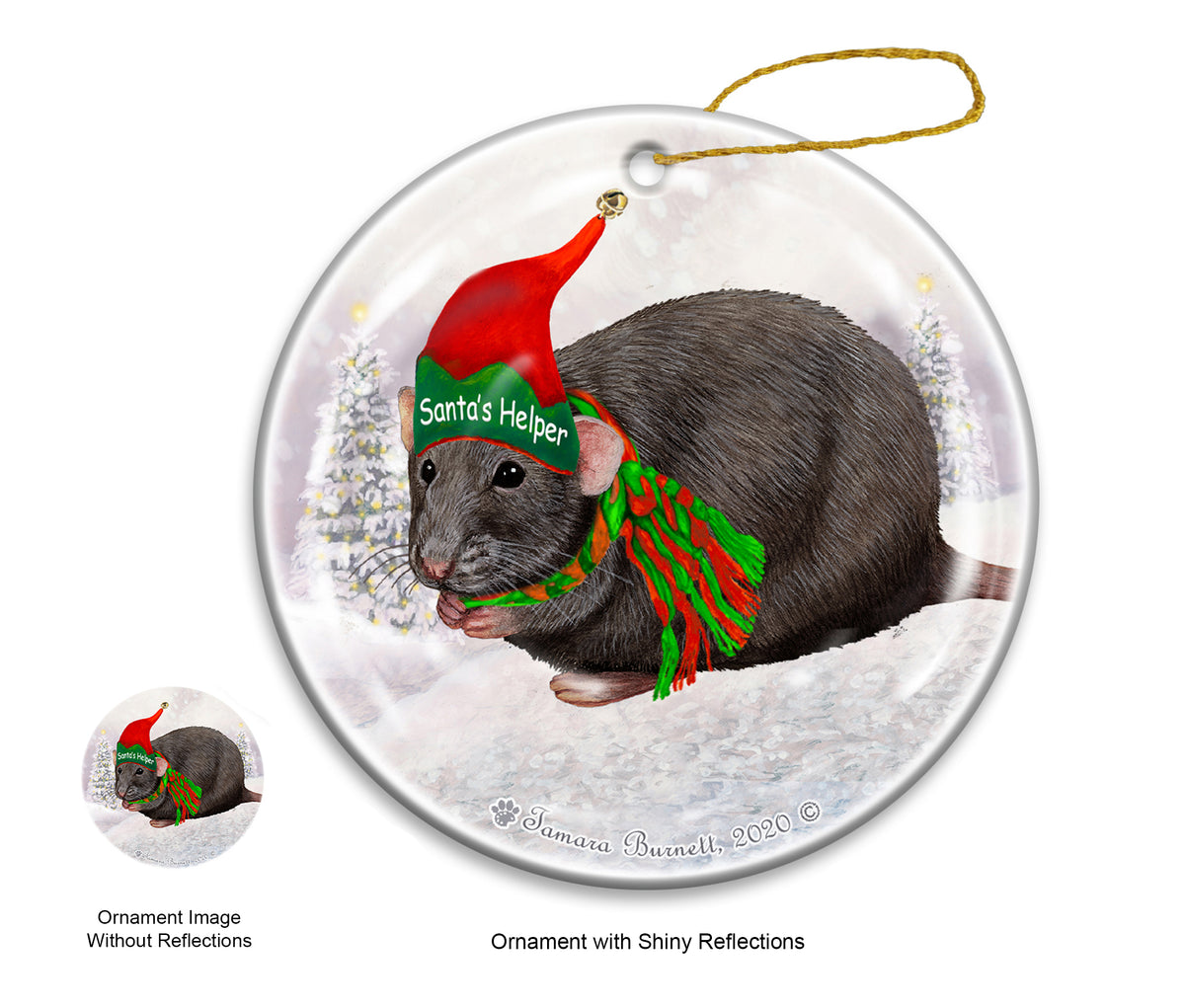 Fancy Rat Dark Grey Solid Ornament