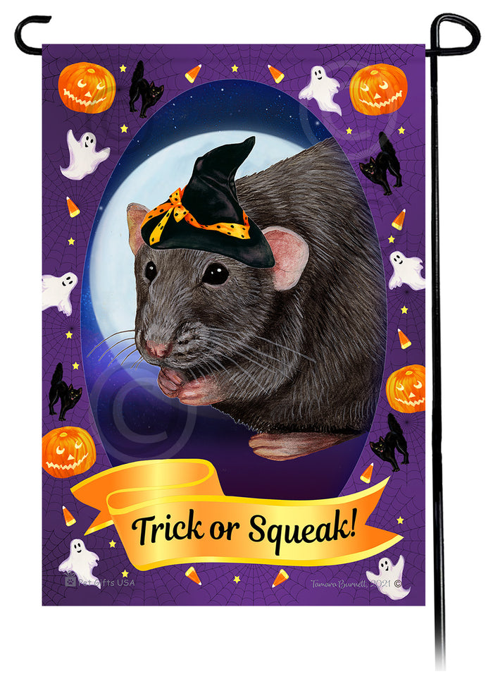 Light Grey Solid Rat Halloween Howls Garden Flags