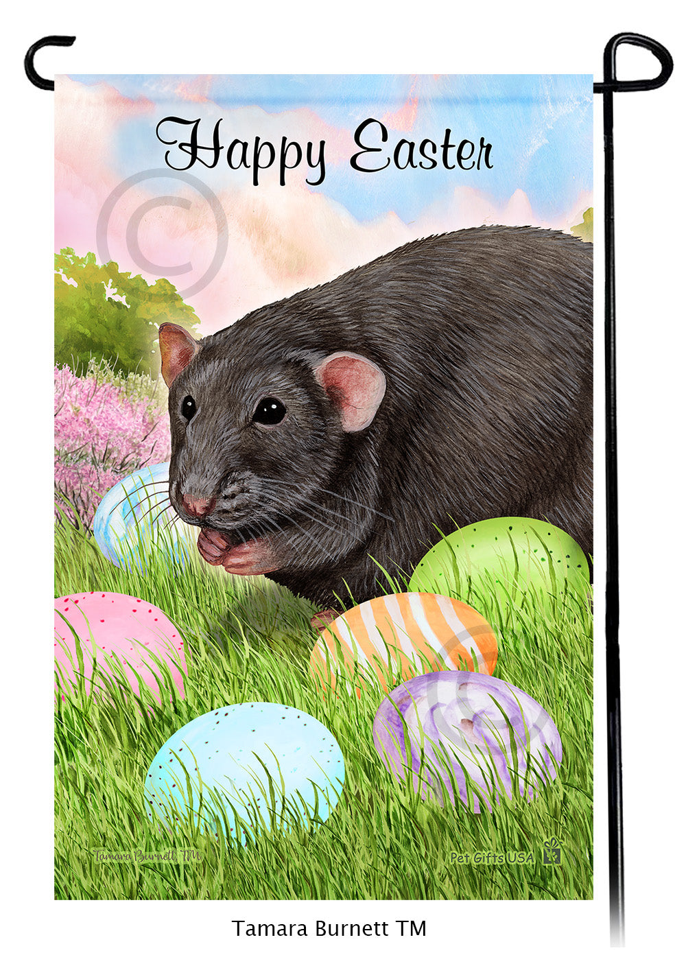 Grey Rat Happy Easter Garden Flags