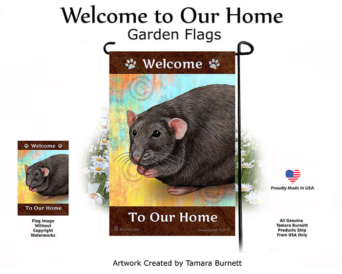 Light Grey Solid Rat Welcome To Our Home Garden Flags
