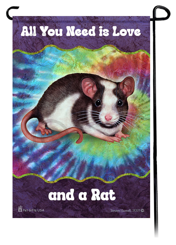 Black & White Pied Rat All You Need Is Love Garden Flags