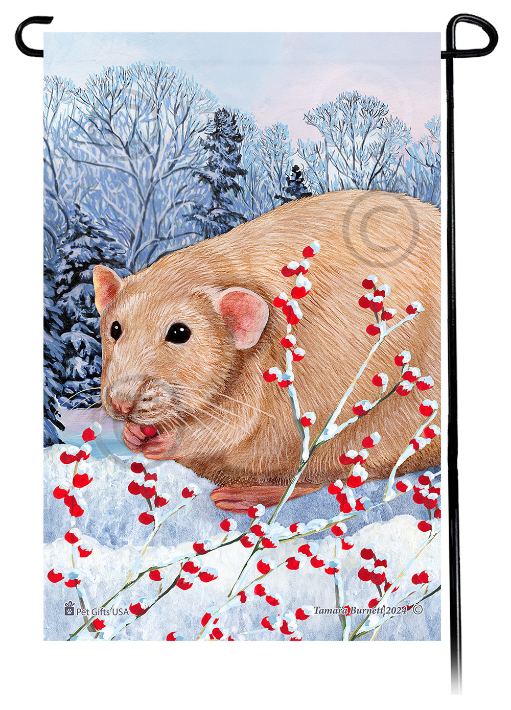 Light Cream Rat Winterberries - Garden Flag