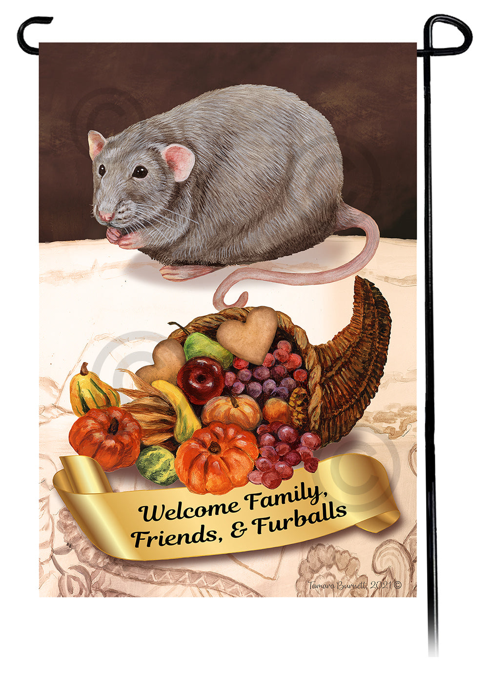 Light Grey Solid Rat Thanksgiving Garden Flags