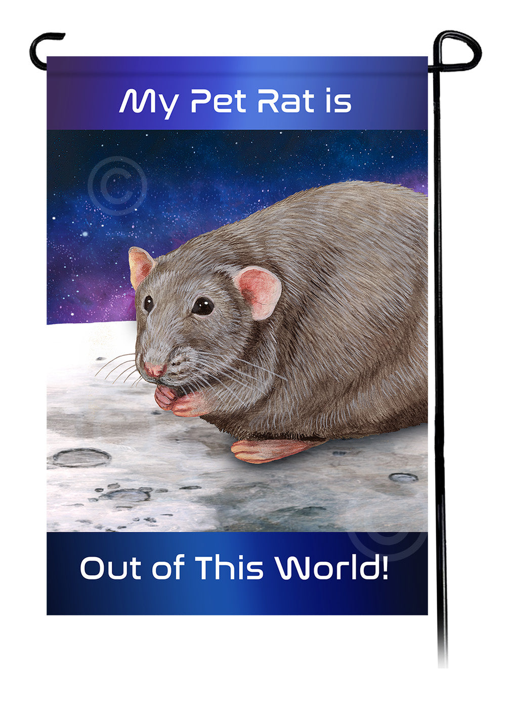 Light Grey Solid Rat Out Of This World - Garden Flag