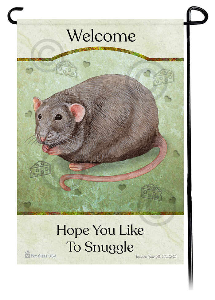 Light Grey Solid Rat Hope You Like To Snuggle Garden Flags