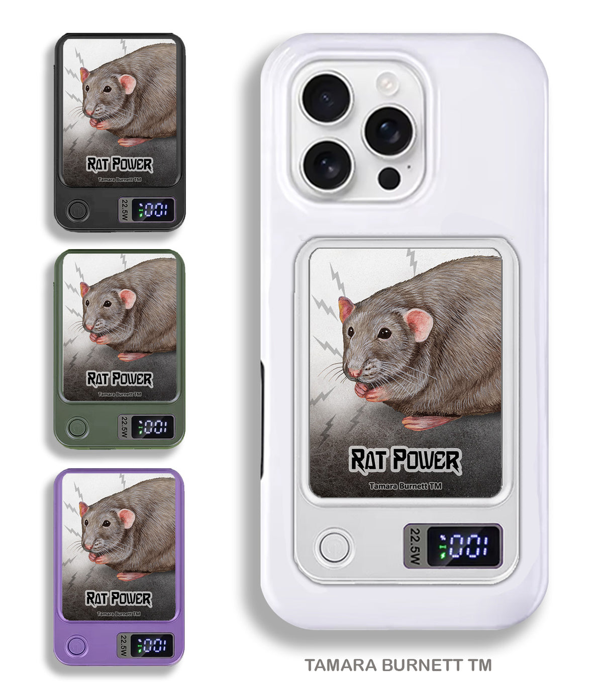 Rat Light Grey Solid Phone Bank Wireless Charger