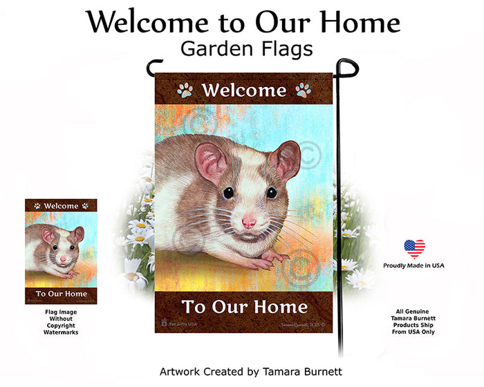Tan & White Pied Rat Welcome To Our Home Garden Flags