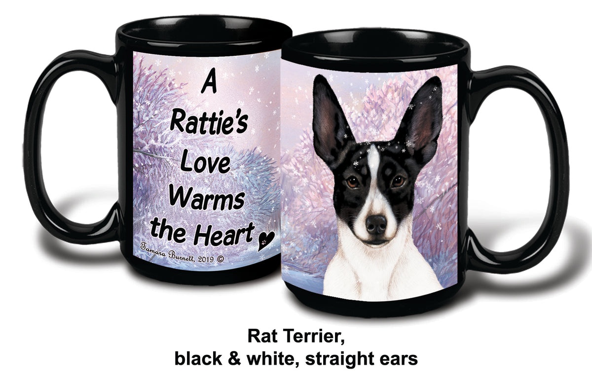 Rat Terrier Crop Black/White Winter Mug 15 oz
