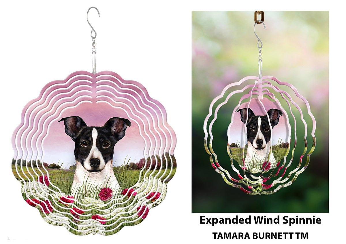Rat Terrier Black and White Tipped Wind Spinner