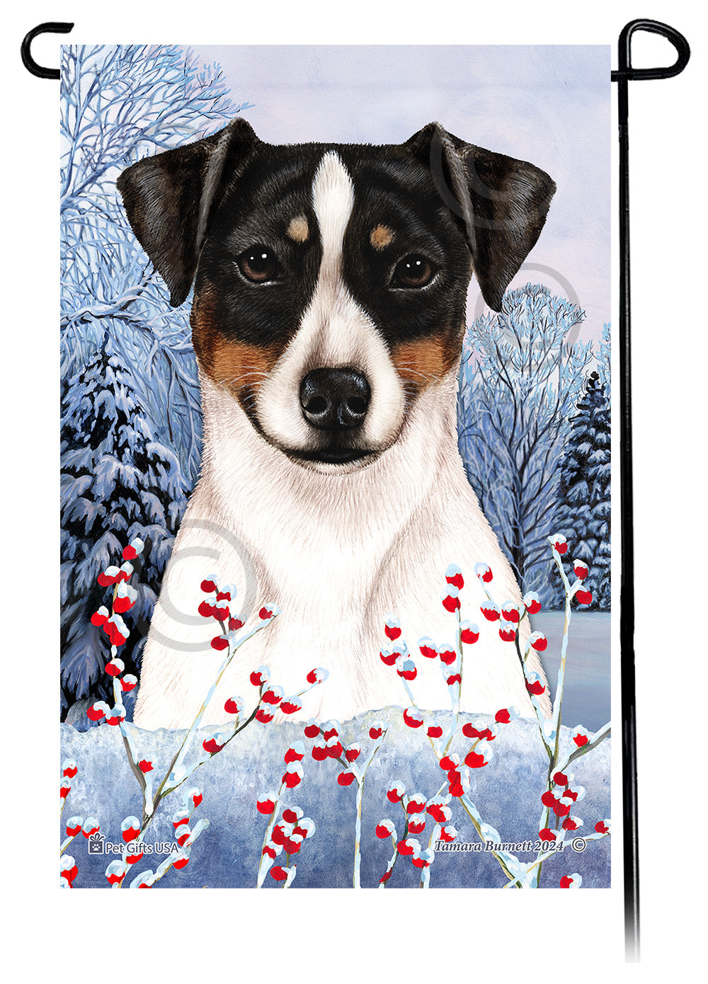 Rat Terrier Winterberries - Garden Flag