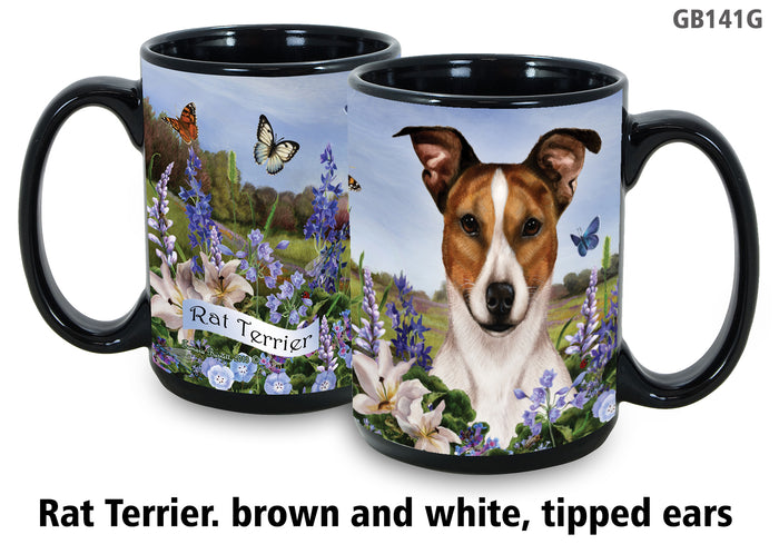 Rat Terrier Tri-Color Cropped - Garden Party Fun Mug 15 oz