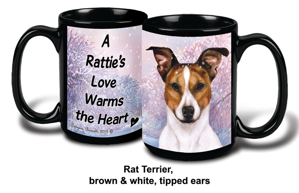 Rat Terrier Tipped Red/White Winter Mug 15 oz