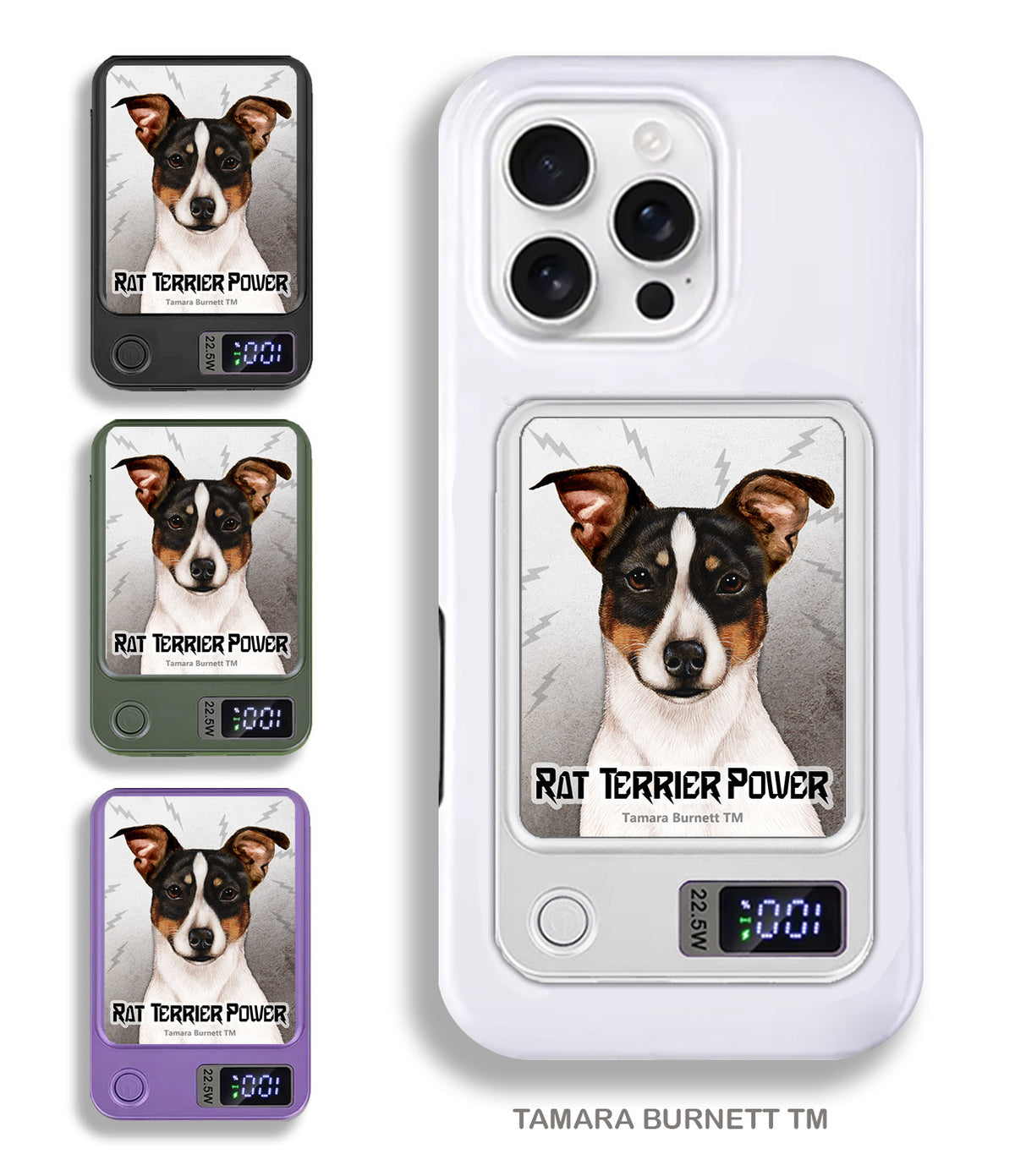 Rat Terrier Tri-Color Tipped Phone Bank Wireless Charger