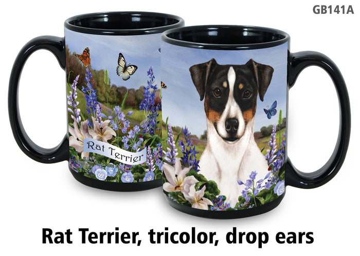 Rat Terrier Tri-Color Uncropped - Garden Party Fun Mug 15 oz