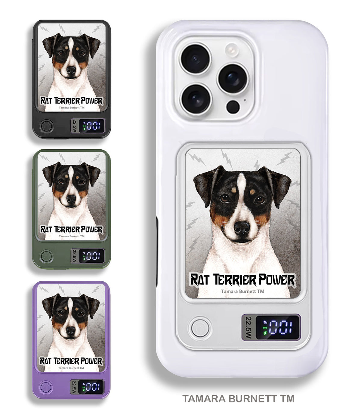 Rat Terrier Tri-Color Uncropped Phone Bank Wireless Charger